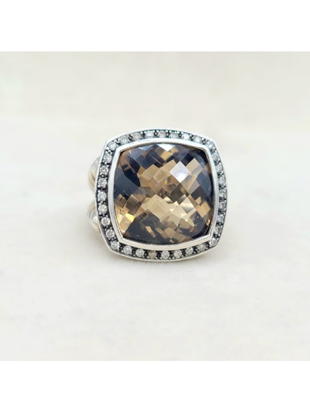 DAVID YURMAN ALBION MOONLIGHT ICE 17MM SMOKY QUARTZ DIAMOND RING SIZE 6 - Picture 16 of 16